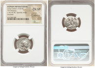 Julius Caesar, as Dictator (49-44 BC). AR denarius (20mm, 5h). NGC Choice VF, smoothing, brushed. Military mint traveling with Caesar in Spain, 46-45 ...