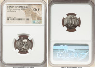 P. Accoleius Lariscolus (43 BC). AR denarius (20mm, 7h). NGC Choice Fine. Rome. P•ACCOLEIVS-LARISCOLVS, draped bust of Diana Nemorensis right / Triple...