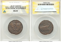 Octavian, as Imperator (43-27 BC), with Divus Julius Caesar (died 44 BC). AE dupondius (?)(29mm, 12h). ANACS VG 8. Vienna mint in Gaul, 36 BC. •IMP• a...