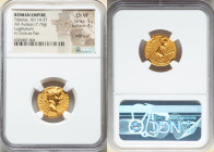 Tiberius (AD 14-37). AV aureus (18mm, 7.76 gm, 7h). NGC Choice VF. 5/5 - 4/5, edge scuff. Lugdunum, ca. AD 14-17. TI CAESAR DIVI-AVG F AVGVSTVS, laure...