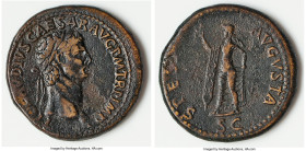 Claudius I (AD 41-54). AE sestertius (36mm, 27.49 gm, 6h). Choice VF, tooled. Rome, ca. AD 42-43. TI•CLAVDIVS•CAESAR•AVG•P•M•TR•P•IMP, laureate head o...