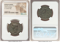 Claudius I (AD 41-54). AE as (28mm, 10.69 gm, 6h). NGC Fine 5/5 - 3/5. Rome. TI CLAVDIVS CAESAR AVG P M TR P IMP P P, bare head of Claudius I left / L...