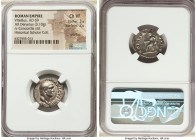 Vitellius (late April-20 December AD 69). AR denarius (19mm, 3.10 gm, 6h). NGC Choice VF 3/5 - 2/5, graffito. Rome. A VITELLIVS GERMANICVS IMP, bare h...