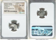 Vespasian (AD 69-79). AR denarius (18mm, 6h). NGC Choice VF. Ephesus, 71 AD. IMP CAESAR VESPAS AVG COS III TR P P P, laureate head of Vespasian right ...