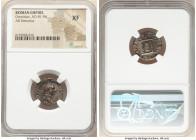 Domitian, as Augustus (AD 81-96). AR denarius (18mm, 5h). NGC XF. 13 September-31 December AD 81. IMP CAES DOMITIANVS AVG P M, laureate head of Domiti...