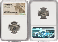Trajan (AD 98-117). AR denarius (18mm, 7h). NGC Choice VF. Rome, AD 112-113. IMP TRAIANO AVG GER DAC P M TR P COS VI P P, laureate head of Trajan righ...
