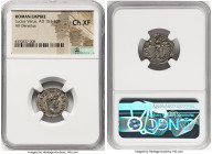 Lucius Verus (AD 161-169). AR denarius (18mm, 6h). NGC Choice XF. Rome, December AD 161-December AD 162. IMP L AVREL VERVS AVG, bare head of Lucius Ve...