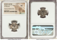 Crispina (AD 177-182/3). AR denarius (18mm, 5h). NGC XF. Rome, AD 180-182. CRISPINA-AVGVSTA, draped bust of Crispina right, seen from front / HIL-A-R-...
