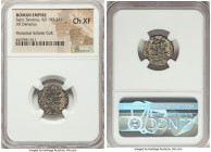 Septimius Severus (AD 193-211). AR denarius (17mm, 5h). NGC Choice XF. Rome, AD 195. L SEPT SEV PE-RT AVG IMP V, laureate head of Septimius Severus ri...