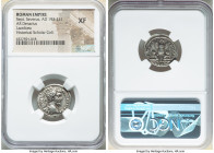 Septimius Severus (AD 193-211). AR denarius (20mm, 6h). NGC XF. Laodicea ad Mare, AD 198. L SEP SEVERVS PER-AVG P M IMP XI, laureate head of Septimius...