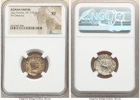 Julia Domna (AD 193-217). AR denarius (19mm, 1h). NGC XF. Rome, AD 215-217. IVLIA PI FELIX AVG, draped bust of Julia Domna right, seen from front, hai...