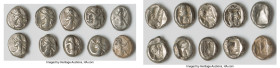 ANCIENT LOTS. Greek. Achaemenid Persia. Ca. 5th-4th century BC. Lot of ten (10) AR sigloi. Fine, countermarks. Includes: Ten AR sigloi, Persian king o...