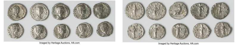 ANCIENT LOTS. Roman Imperial. Julia Domna (AD 193-217). Lot of ten (10) AR denar...
