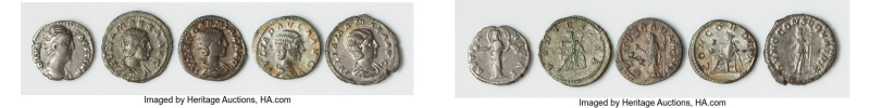 ANCIENT LOTS. Roman Imperial. Lot of five (5) AR denarii. VF-Choice VF, inked co...