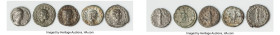 ANCIENT LOTS. Roman Imperial. Lot of five (5) AR denarii. VF-Choice VF, inked collection number. Includes: Five Roman Imperial AR denarii, various emp...