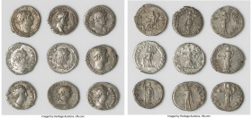 ANCIENT LOTS. Roman Imperial. Lot of nine (9) AR denarii. Choice Fine-Choice VF. Includes: Nine Roman Imperial AR denarii, various rulers and types. T...