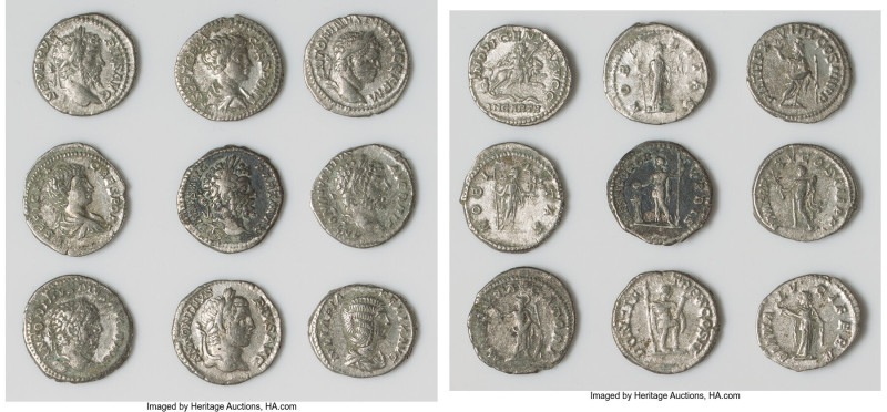 ANCIENT LOTS. Roman Imperial. Lot of nine (9) AR denarii. VG-Choice Fine. Includ...