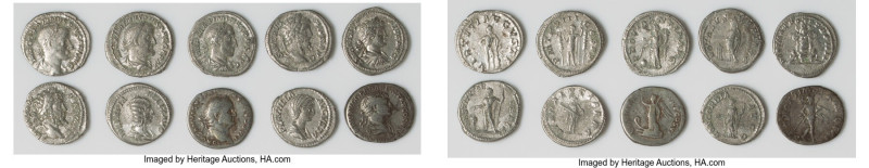 ANCIENT LOTS. Roman Imperial. Lot of ten (10) AR denarii. Choice Fine-VF. Includ...