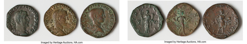 ANCIENT LOTS. Roman Imperial. Lot of three (3) AE sestertii. Fine-Choice Fine. I...