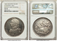 Ferdinand VII silver "Founding of Buenos Aires" Proclamation Medal 1808 AU58 NGC, Fonrobert-10061, Medina-281. 43mm. By P.G. Arrabal. A FERNANDO VII R...