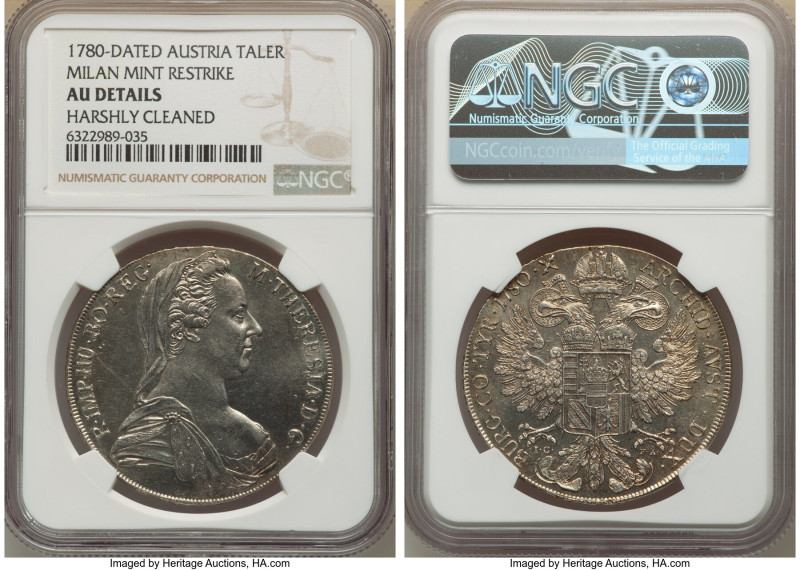 Maria Theresa 3-Piece Lot of Certified Restrike Talers 1780-Dated NGC, 1) Taler ...
