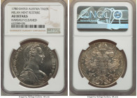 Maria Theresa 3-Piece Lot of Certified Restrike Talers 1780-Dated NGC, 1) Taler - AU Details (Harshly Cleaned), Milan mint, KM-T1 2) Taler - UNC Detai...