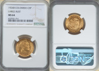 Republic gold 5 Pesos 1924-B MS64 NGC, Bogota mint, KM201.1. Large bust type. Last year of type. AGW 0.2355 oz. 

HID09801242017

© 2022 Heritage Auct...