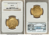 Louis XVI gold 2 Louis d'Or 1786-T AU53 NGC, Nantes mint, KM592.14. Dot below D. Bright watery luster, sun-gold color, minor weakness to lower section...