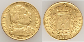Louis XVIII gold 20 Francs 1815-A XF, Paris mint, KM706.1. 21mm. 6.40gm. AGW 0.1867 oz. 

HID09801242017

© 2022 Heritage Auctions | All Rights Reserv...