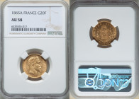 Napoleon III gold 20 Francs 1865-A AU58 NGC, Paris mint, KM801.1. Conservatively graded, rose colored tone. 

HID09801242017

© 2022 Heritage Auctions...