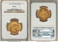 Napoleon III gold 50 Francs 1857-A MS62 NGC, Paris mint, KM785.1, Fr-547. Velvet textured surfaces with antiqued gold color and underlying reflective ...