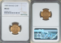 Republic gold 10 Francs 1909 MS63 NGC, Paris mint, KM846, F-509/510. 

HID09801242017

© 2022 Heritage Auctions | All Rights Reserved