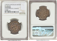 St. Gallen. Canton Batzen ND (1500-1550) VF Details (Environmental Damage) NGC, HMZ-2-889a. 3.20gm. MONT NE SANETI GALLI bear standing advancing left ...