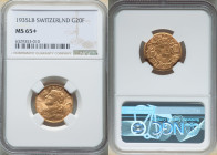 Confederation gold 20 Francs 1935-LB MS65+ NGC, Bern mint, KM35.1. An original gem displaying satin surfaces. 

HID09801242017

© 2022 Heritage Auctio...