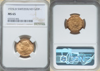 Confederation gold 20 Francs 1935-LB MS65 NGC, Bern mint, KM35.1. Featuring an allover pervasive golden rose luster. AGW 0.1867 oz. 

HID09801242017

...