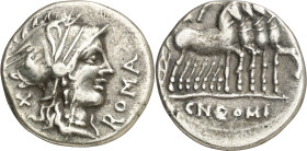 (hacia 116/115 a.C.). Gens Domitia. Denario. (Bab. 7) (Craw. 285/1). Reverso algo descentrado. 3,43 g. MBC.