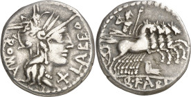 (hacia 124 a.C.). Gens Fabia. Denario. (Bab. 1) (Craw. 273/1). 3,89 g. MBC.