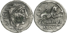 (hacia 105 a.C.). Gens Thoria. Denario forrado. (Bab. 1) (Craw. 316/1). 3,90 g. MBC.