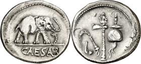 (49 a.C.). Julio César. Denario. (Spink 1399) (S. 49) (Craw. 443/1). Campos pulidos. 3,51 g. (MBC).