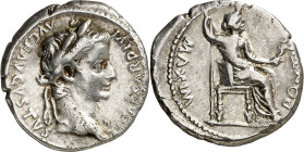 (después 16 d.C.). Tiberio. Denario. (Spink 1763) (S. 16a) (RIC. 30). 3,69 g. MBC.