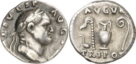(71 d.C.). Vespasiano. Denario. (Spink 2282 var) (S. 43) (RIC. 43). 3,37 g. MBC.