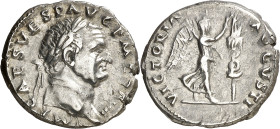 (72-73 d.C.). Vespasiano. Denario. (Spink 2317) (S. 618) (RIC. 362). 3,57 g. MBC+.