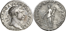 (107 d.C.). Trajano. Denario. (Spink 3125) (S. 87) (RIC. 122). 3,25 g. MBC.