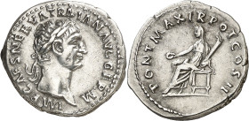 (99 d.C.). Trajano. Denario. (Spink falta) (S. 288) (RIC. 21). 3,31 g. EBC-.