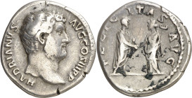 (133-135 d.C.). Adriano. Denario. (Spink 3488) (S. 628) (RIC. 1996). 3,46 g. MBC-.