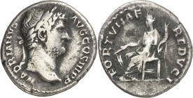 (130 d.C.). Adriano. Denario. (Spink falta) (S. 782a) (RIC. 1405). 3 g. MBC-.
