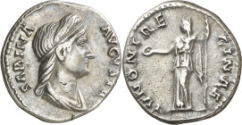 (133-135 d.C.). Sabina. Denario. (Spink 3921) (S. 43) (RIC. 2550). 3,45 g. MBC+.