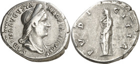 (130-133 d.C.). Sabina. Denario. (Spink 3922) (S. 62) (RIC. 2507). 3,39 g. MBC+/MBC.