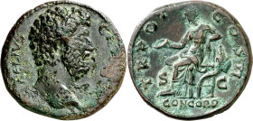 (137 d.C.). Aelio. Sestercio. (Spink 3979) (Co. 7) (RIC. 2650). Oxidaciones limpiadas en anverso. Rara. 22,88 g. (MBC+).