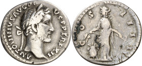 (148-149 d.C.). Antonino pío. Denario. (Spink 4067 var) (S. 284) (RIC. 175). 3,10 g. MBC-.